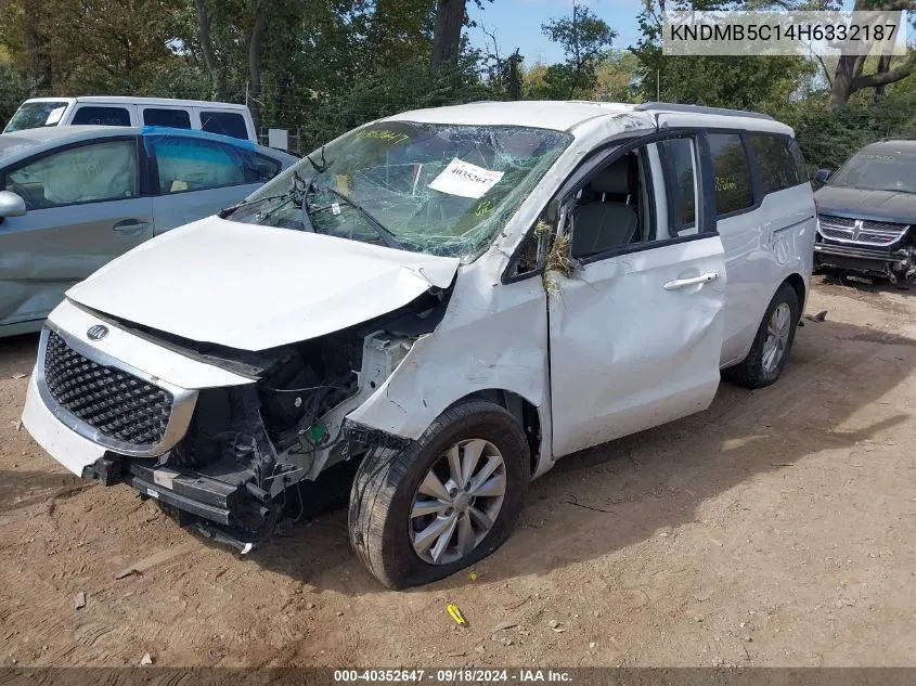 2017 Kia Sedona Lx VIN: KNDMB5C14H6332187 Lot: 40352647