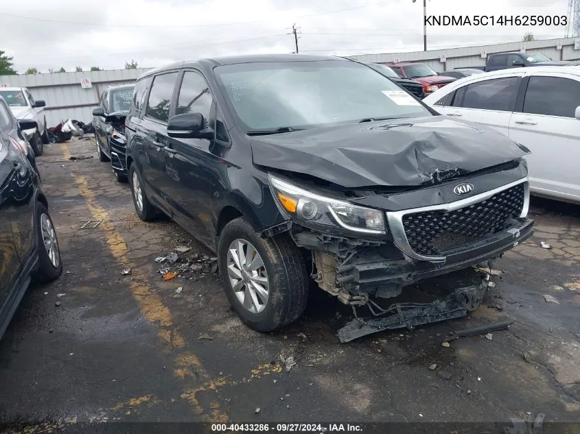 2017 Kia Sedona L VIN: KNDMA5C14H6259003 Lot: 40433286