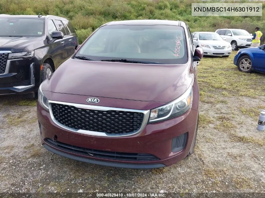 2017 Kia Sedona Lx VIN: KNDMB5C14H6301912 Lot: 40529410