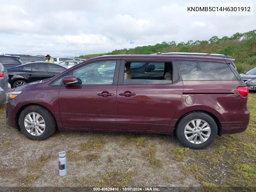 2017 Kia Sedona Lx VIN: KNDMB5C14H6301912 Lot: 40529410