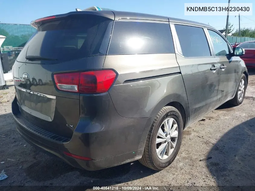 2017 Kia Sedona Lx VIN: KNDMB5C13H6230430 Lot: 40541215