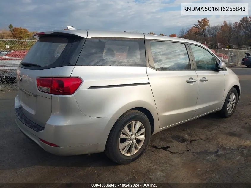 2017 Kia Sedona L VIN: KNDMA5C16H6255843 Lot: 40686043