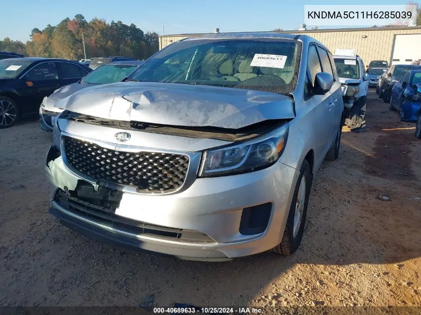 2017 Kia Sedona L VIN: KNDMA5C11H6285039 Lot: 40689633