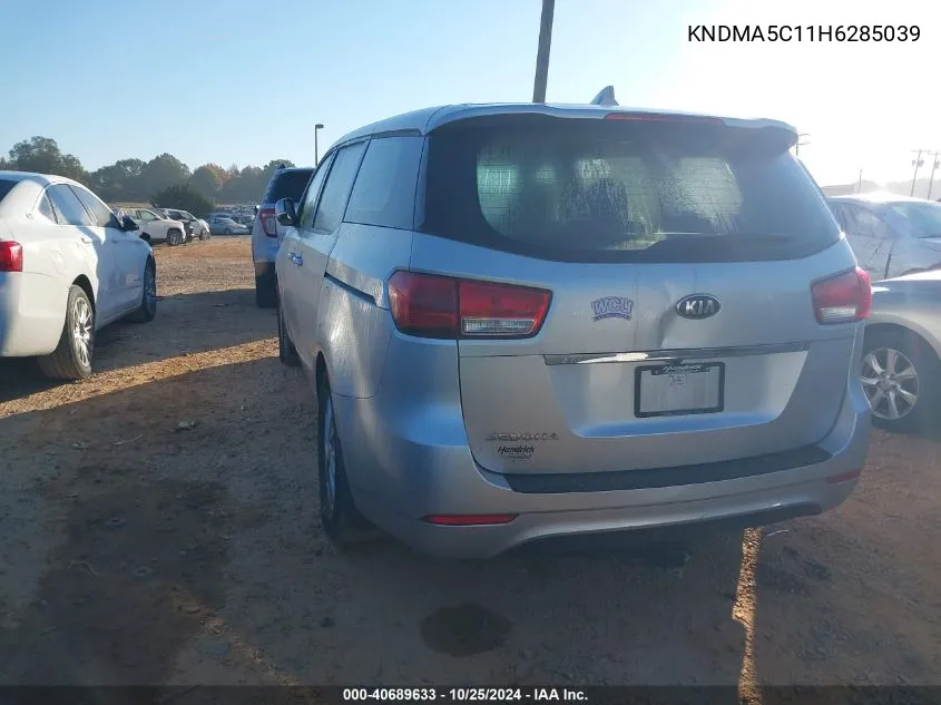 2017 Kia Sedona L VIN: KNDMA5C11H6285039 Lot: 40689633