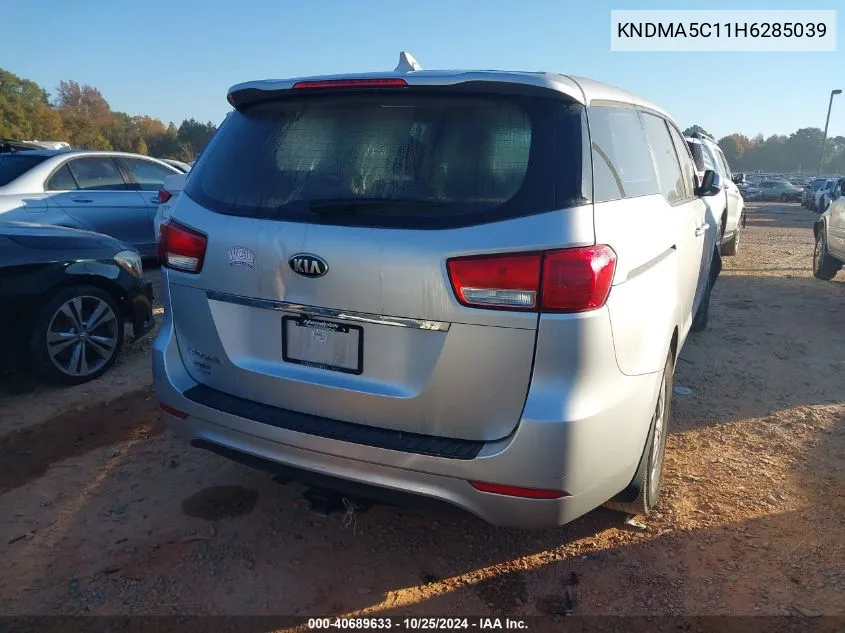 2017 Kia Sedona L VIN: KNDMA5C11H6285039 Lot: 40689633