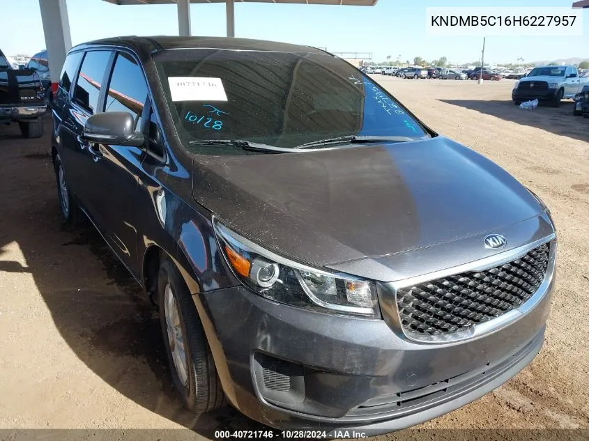 2017 Kia Sedona Lx VIN: KNDMB5C16H6227957 Lot: 40721746