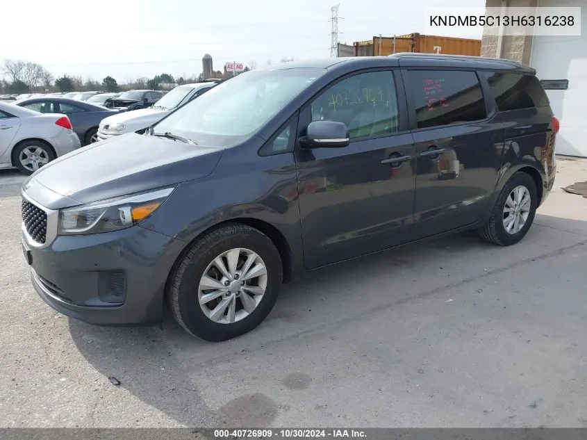 2017 Kia Sedona Lx VIN: KNDMB5C13H6316238 Lot: 40726909