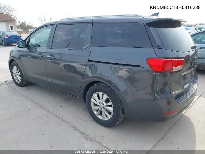 2017 Kia Sedona Lx VIN: KNDMB5C13H6316238 Lot: 40726909