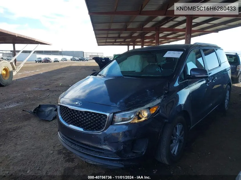 2017 Kia Sedona Lx VIN: KNDMB5C16H6280433 Lot: 40756736