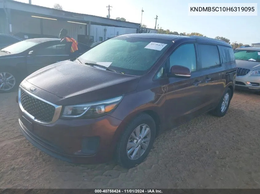 2017 Kia Sedona Lx VIN: KNDMB5C10H6319095 Lot: 40758424