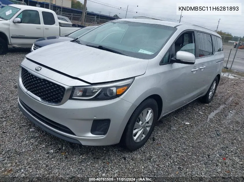 2017 Kia Sedona Lx VIN: KNDMB5C11H6281893 Lot: 40761505