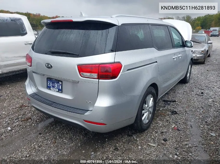 2017 Kia Sedona Lx VIN: KNDMB5C11H6281893 Lot: 40761505