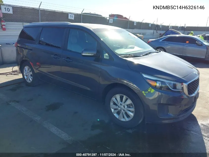 2017 Kia Sedona Lx VIN: KNDMB5C14H6326146 Lot: 40791397