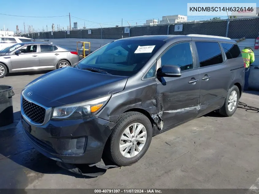 2017 Kia Sedona Lx VIN: KNDMB5C14H6326146 Lot: 40791397