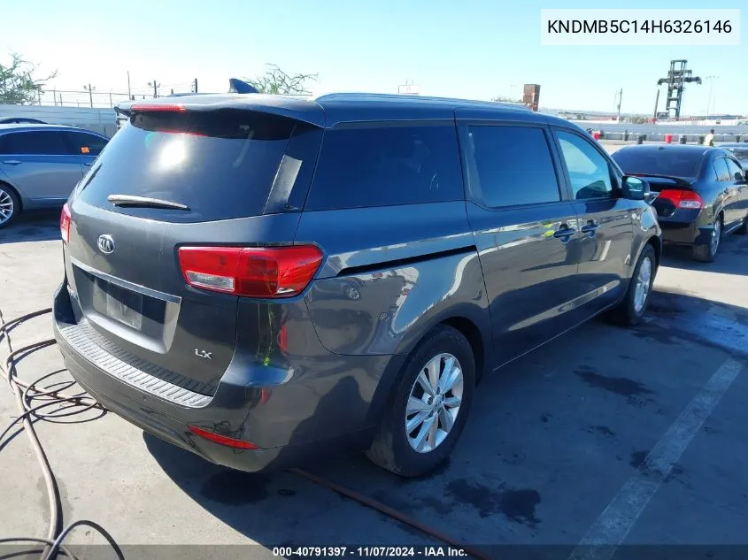 2017 Kia Sedona Lx VIN: KNDMB5C14H6326146 Lot: 40791397