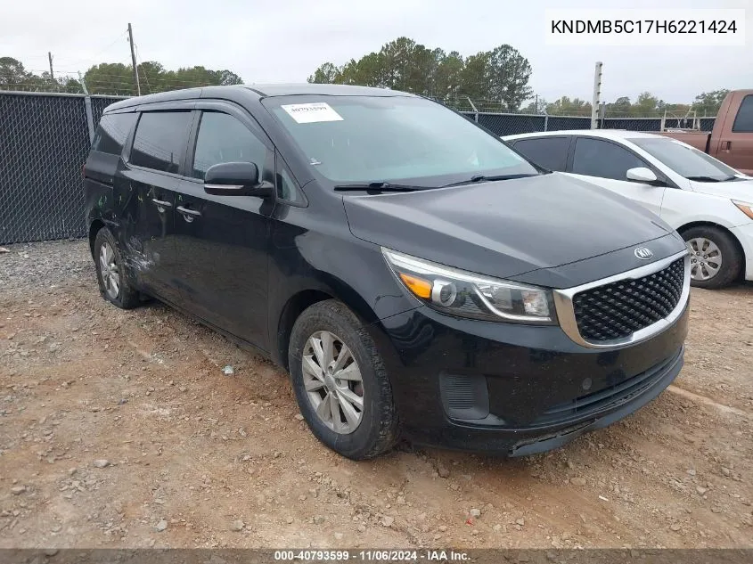 2017 Kia Sedona Lx VIN: KNDMB5C17H6221424 Lot: 40793599