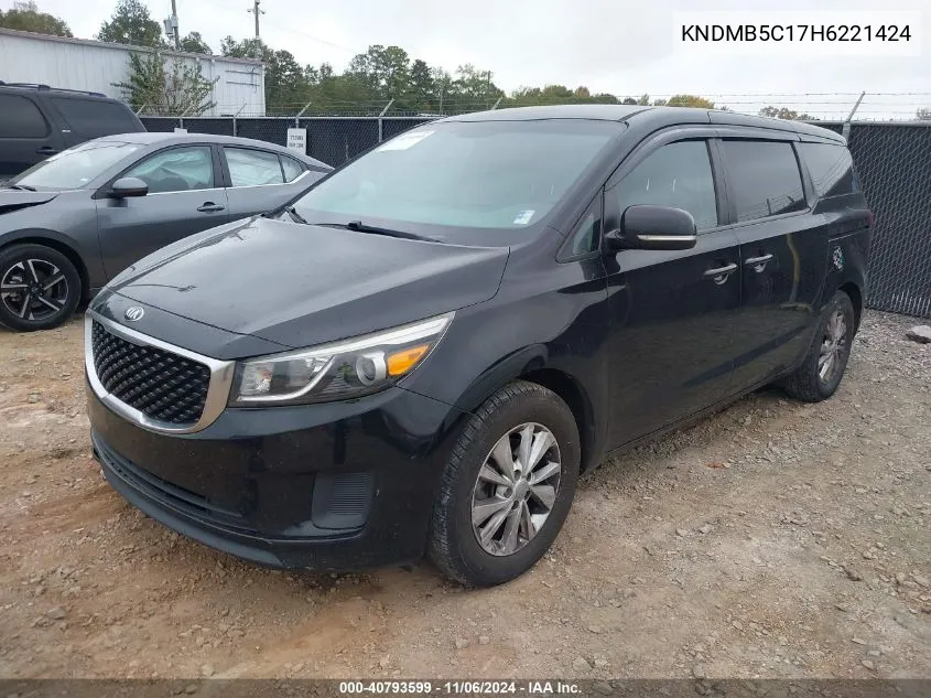 2017 Kia Sedona Lx VIN: KNDMB5C17H6221424 Lot: 40793599