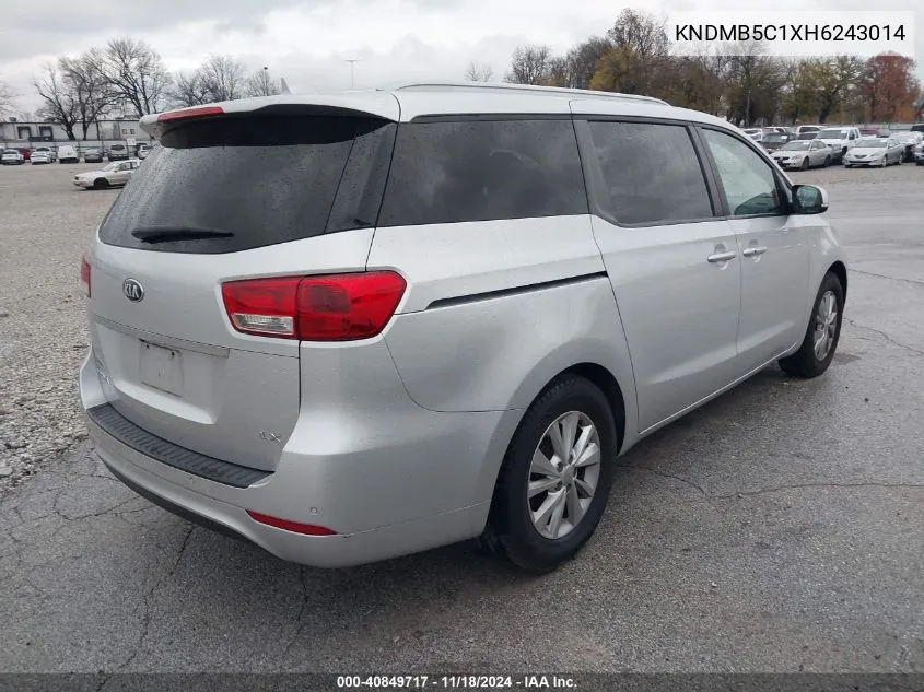 2017 Kia Sedona Lx VIN: KNDMB5C1XH6243014 Lot: 40849717