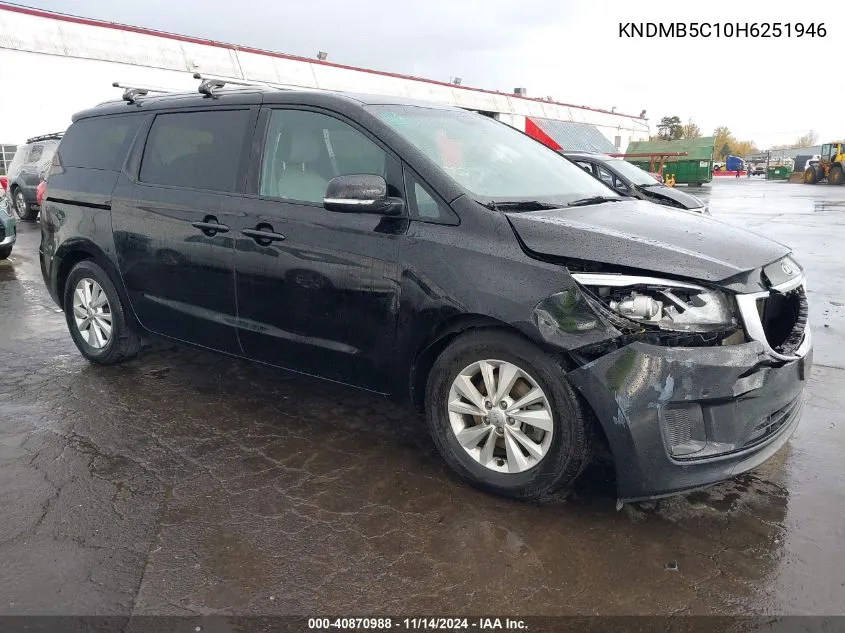 2017 Kia Sedona Lx VIN: KNDMB5C10H6251946 Lot: 40870988