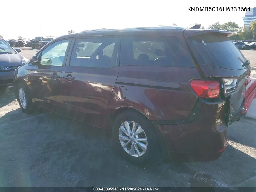 2017 Kia Sedona Lx VIN: KNDMB5C16H6333664 Lot: 40895940