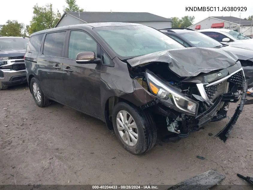 2018 Kia Sedona Lx VIN: KNDMB5C11J6380929 Lot: 40204433