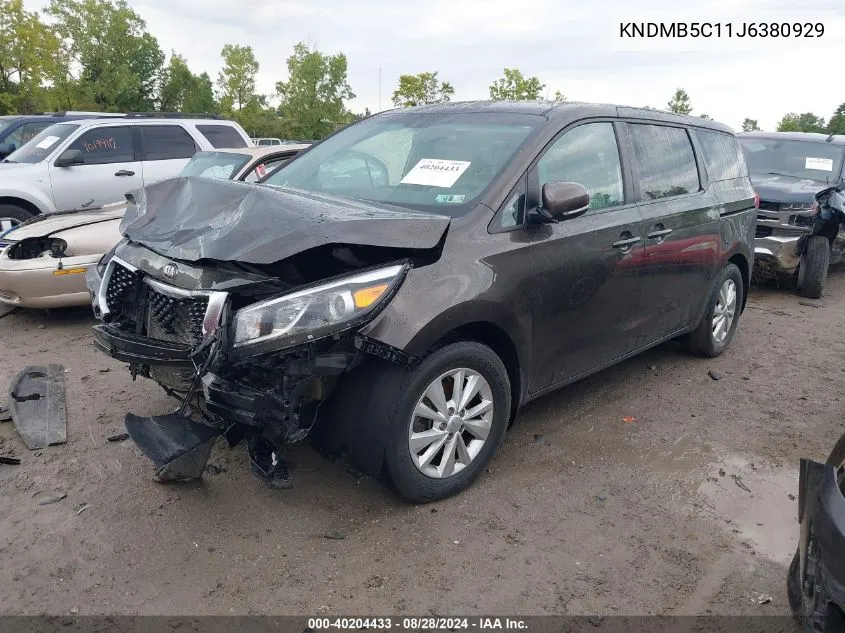 2018 Kia Sedona Lx VIN: KNDMB5C11J6380929 Lot: 40204433