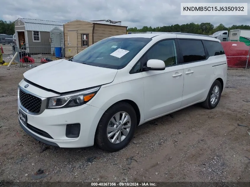 2018 Kia Sedona Lx VIN: KNDMB5C15J6350932 Lot: 40367356