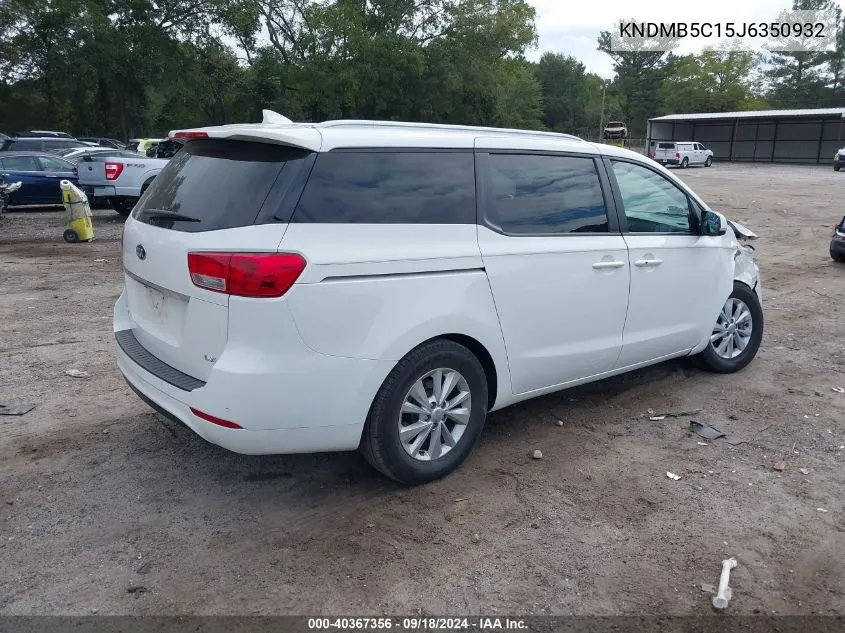 2018 Kia Sedona Lx VIN: KNDMB5C15J6350932 Lot: 40367356