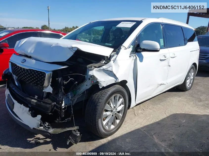 2018 Kia Sedona Ex VIN: KNDMC5C11J6406152 Lot: 40390989