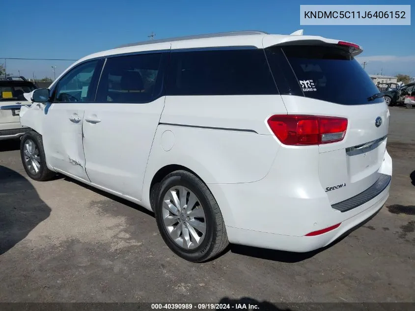 2018 Kia Sedona Ex VIN: KNDMC5C11J6406152 Lot: 40390989