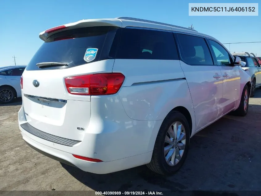 2018 Kia Sedona Ex VIN: KNDMC5C11J6406152 Lot: 40390989