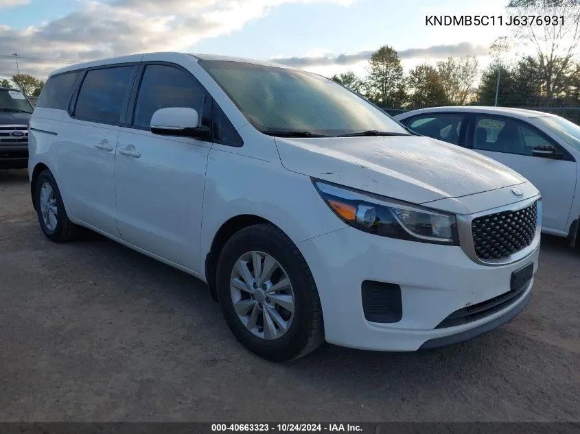 2018 Kia Sedona Lx VIN: KNDMB5C11J6376931 Lot: 40663323