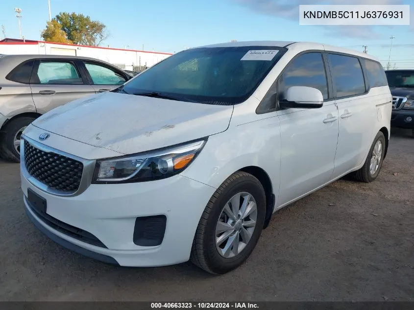 2018 Kia Sedona Lx VIN: KNDMB5C11J6376931 Lot: 40663323