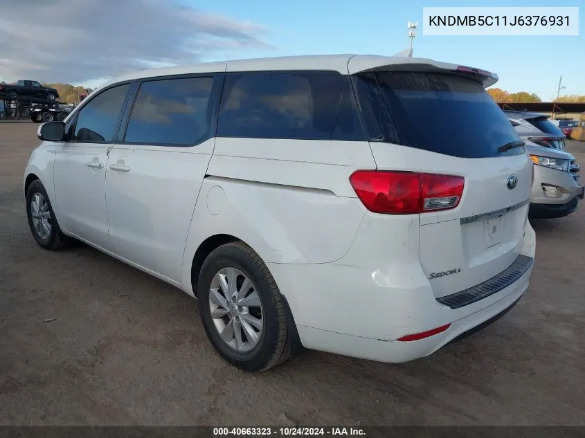 2018 Kia Sedona Lx VIN: KNDMB5C11J6376931 Lot: 40663323