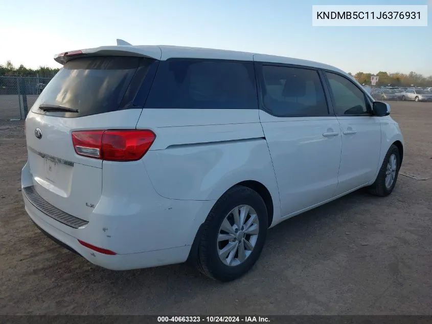 2018 Kia Sedona Lx VIN: KNDMB5C11J6376931 Lot: 40663323