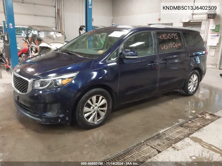 2018 Kia Sedona Lx VIN: KNDMB5C13J6402509 Lot: 40850195