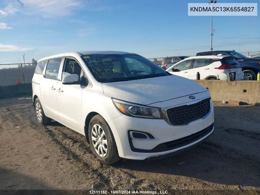 2019 Kia Sedona L VIN: KNDMA5C13K6554827 Lot: 12111152