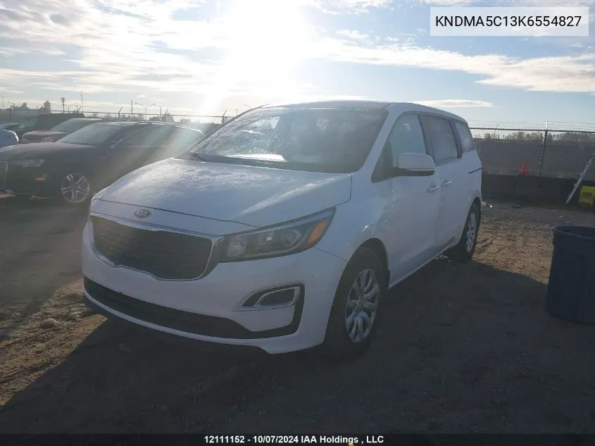 2019 Kia Sedona L VIN: KNDMA5C13K6554827 Lot: 12111152