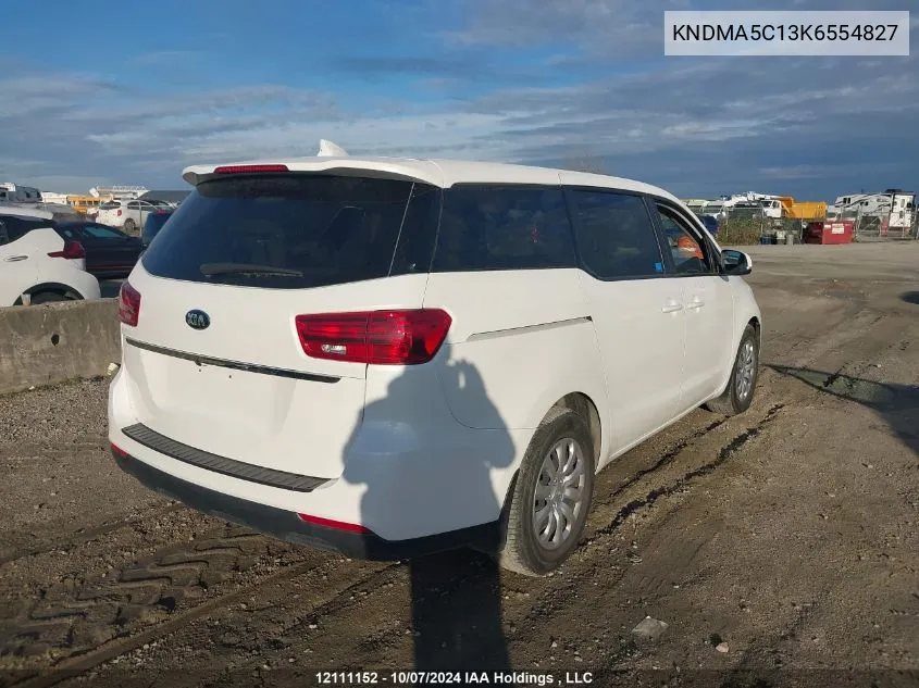 2019 Kia Sedona L VIN: KNDMA5C13K6554827 Lot: 12111152