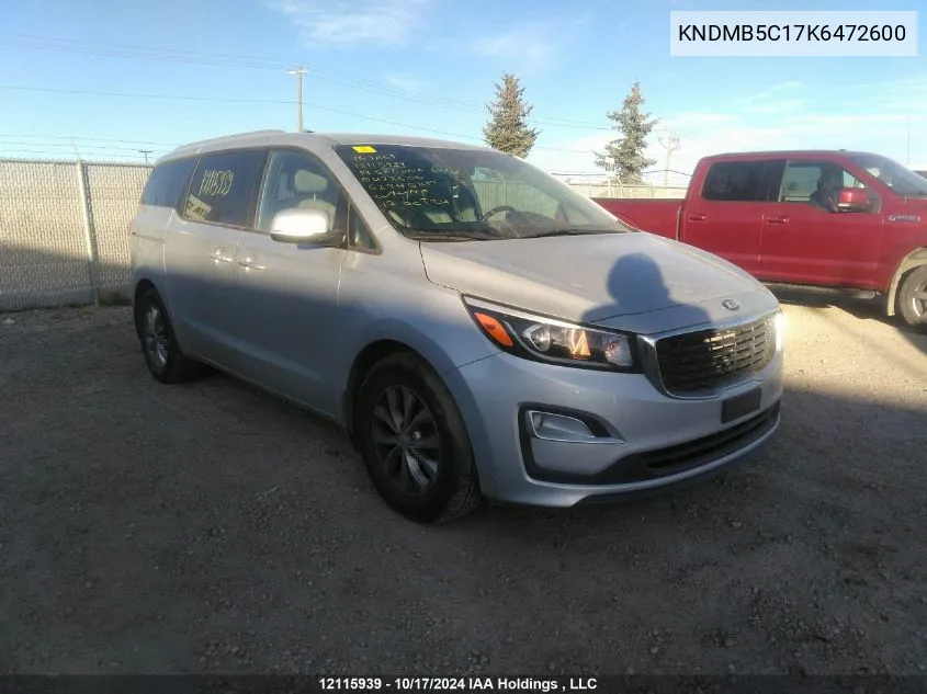 2019 Kia Sedona Lx/Ex VIN: KNDMB5C17K6472600 Lot: 12115939