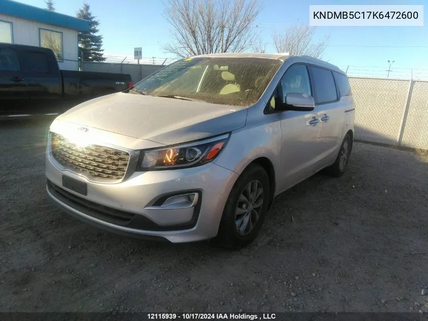 2019 Kia Sedona Lx/Ex VIN: KNDMB5C17K6472600 Lot: 12115939