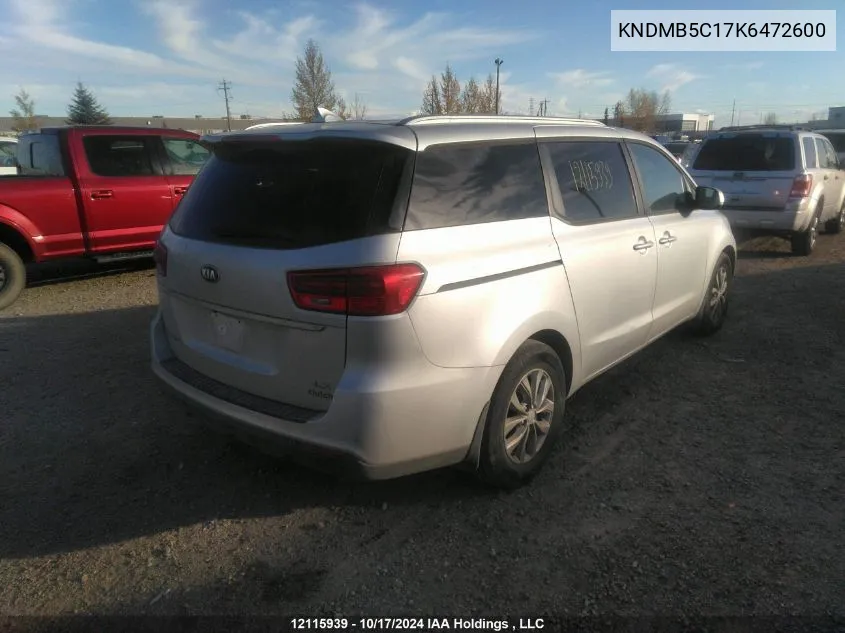 2019 Kia Sedona Lx/Ex VIN: KNDMB5C17K6472600 Lot: 12115939