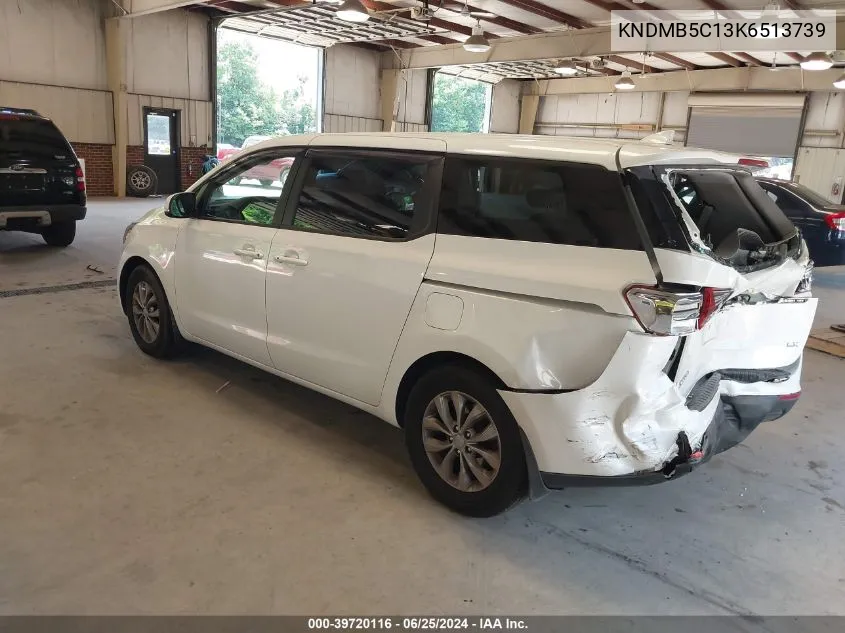 2019 Kia Sedona Lx VIN: KNDMB5C13K6513739 Lot: 39720116