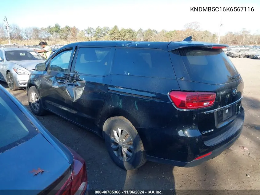 2019 Kia Sedona Lx VIN: KNDMB5C16K6567116 Lot: 40785368