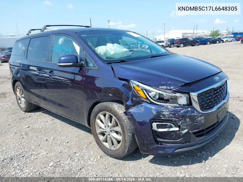 2020 Kia Sedona Ex VIN: KNDMB5C17L6648305 Lot: 40114366