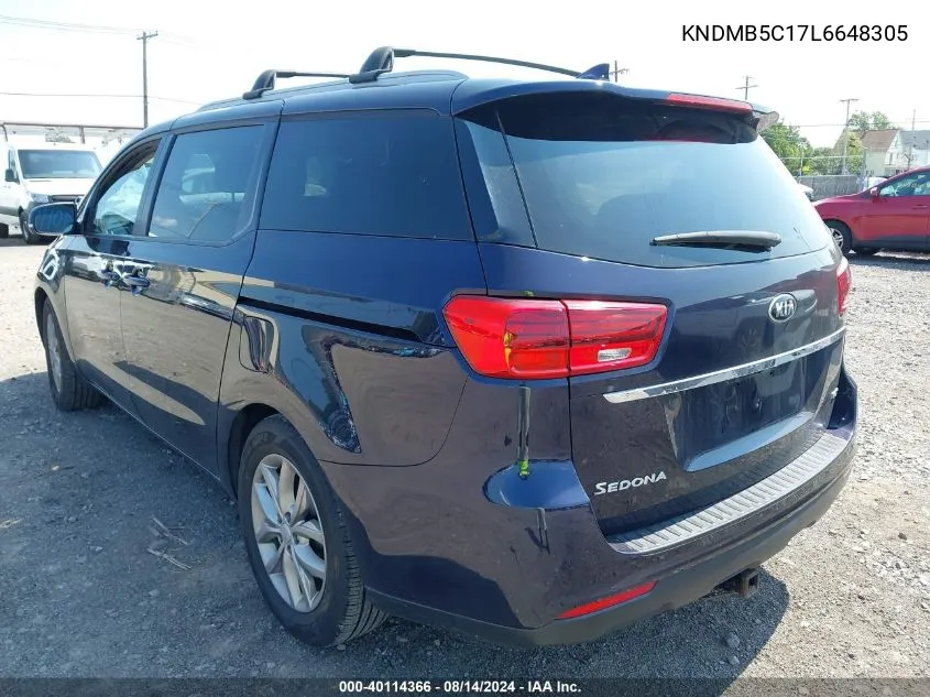 2020 Kia Sedona Ex VIN: KNDMB5C17L6648305 Lot: 40114366