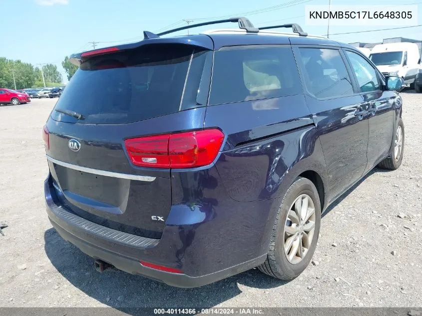 2020 Kia Sedona Ex VIN: KNDMB5C17L6648305 Lot: 40114366