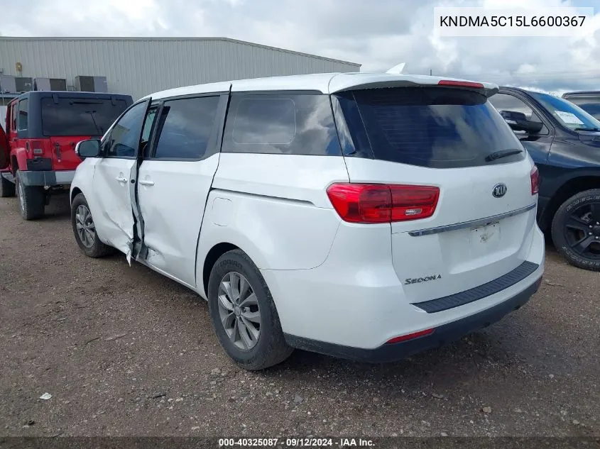 2020 Kia Sedona L VIN: KNDMA5C15L6600367 Lot: 40325087