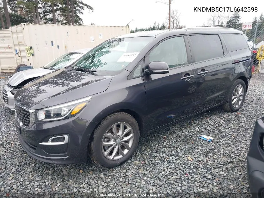 2020 Kia Sedona Ex VIN: KNDMB5C17L6642598 Lot: 40884532