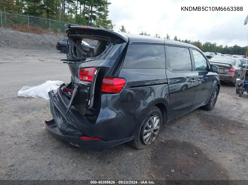 2021 Kia Sedona Lx/Ex VIN: KNDMB5C10M6663388 Lot: 40395626